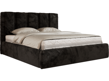 Łóżko tapicerowane SAVINO CLASSIC 180x200 - materac pocket - czarny, plusz