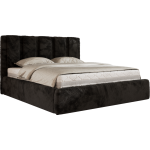 Łóżko tapicerowane SAVINO CLASSIC 200x200 - materac pocket - czarny, plusz