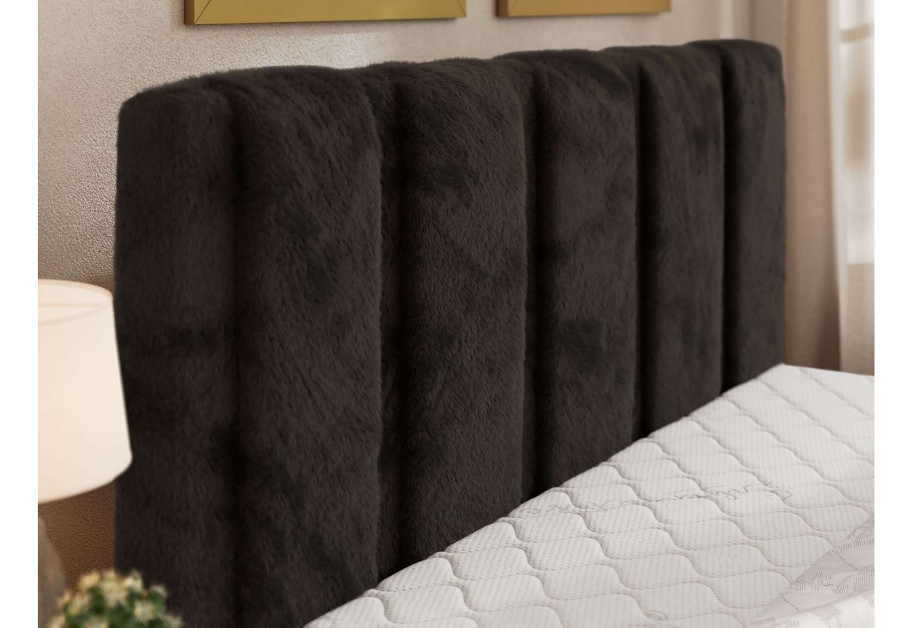 Łóżko tapicerowane SAVINO CLASSIC 200x200 - materac pocket - czarny, plusz