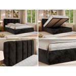 Łóżko tapicerowane SAVINO CLASSIC 140x200 - materac multipocket - czarny, plusz