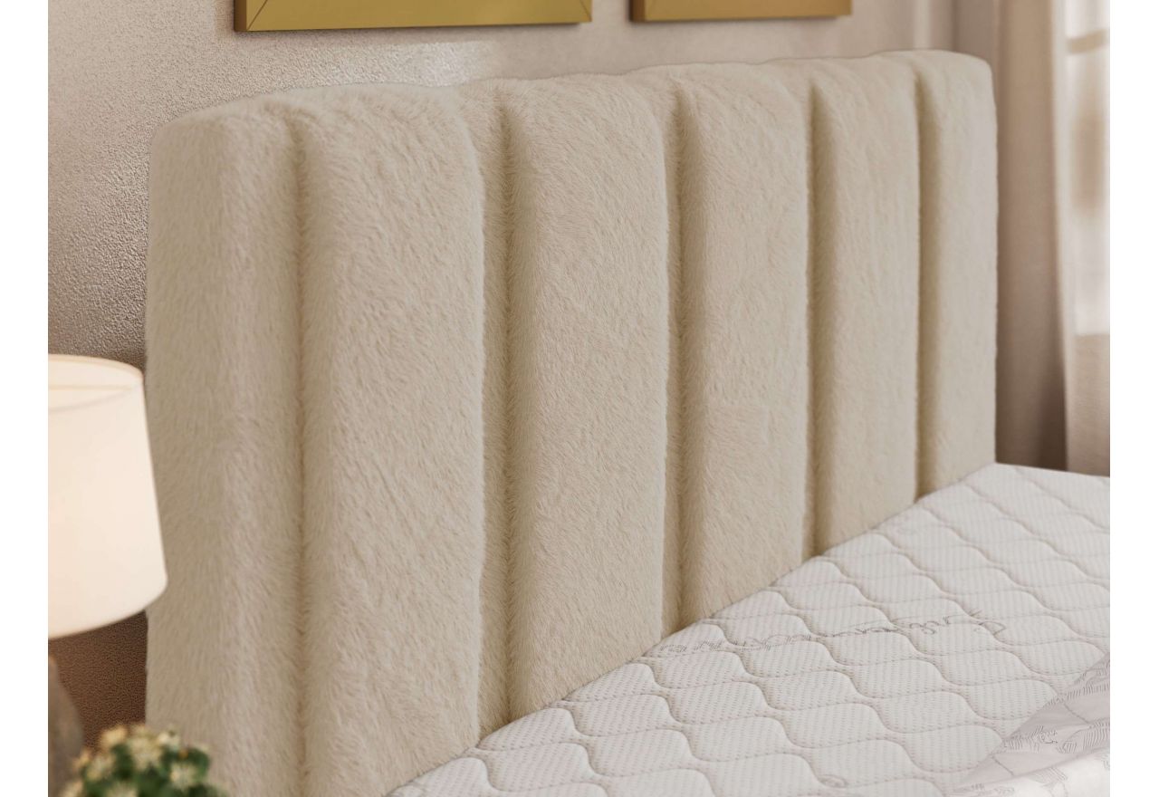 Łóżko tapicerowane SAVINO CLASSIC 140x200 - materac piankowy - kremowy, plusz