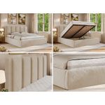 Łóżko tapicerowane SAVINO CLASSIC 180x200 - materac piankowy - kremowy, plusz