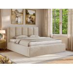 Łóżko tapicerowane SAVINO CLASSIC 200x200 - materac pocket - kremowy, plusz