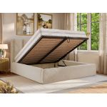 Łóżko tapicerowane SAVINO CLASSIC 200x200 - materac pocket - kremowy, plusz