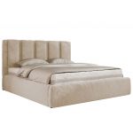 Łóżko tapicerowane SAVINO CLASSIC 200x200 - materac pocket - kremowy, plusz