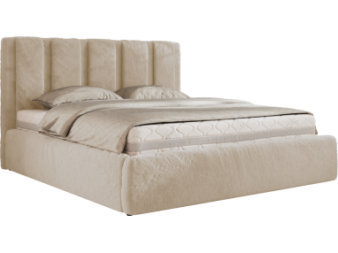 Łóżko tapicerowane SAVINO CLASSIC 180x200 - materac multipocket - kremowy, plusz