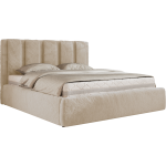 Łóżko tapicerowane SAVINO CLASSIC 180x200 - materac multipocket - kremowy, plusz