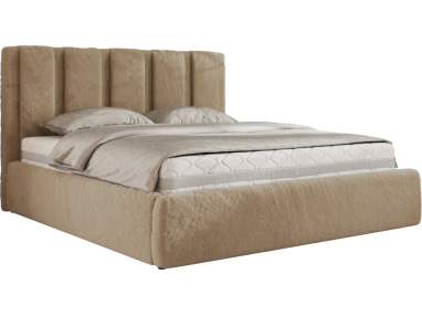 Łóżko tapicerowane SAVINO CLASSIC 180x200 - materac pocket - beżowy, plusz