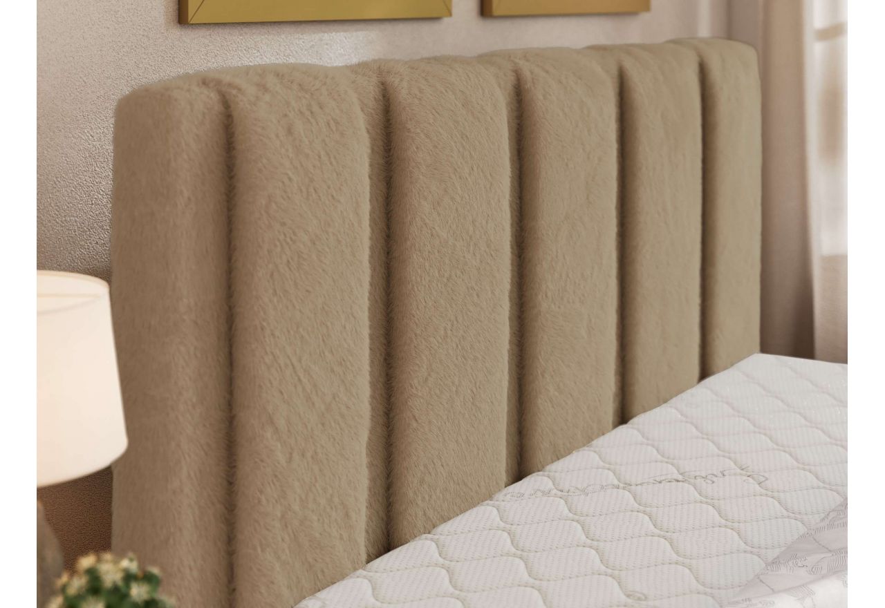 Łóżko tapicerowane SAVINO CLASSIC 180x200 - materac pocket - beżowy, plusz