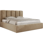 Łóżko tapicerowane SAVINO CLASSIC 200x200 - materac pocket - beżowy, plusz