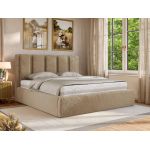 Łóżko tapicerowane SAVINO CLASSIC 140x200 - materac multipocket - beżowy, plusz