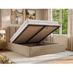 Łóżko tapicerowane SAVINO CLASSIC 160x200 - materac multipocket - beżowy, plusz