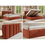 Łóżko tapicerowane SAVINO CLASSIC 160x200 - materac pocket - pomarańczowy, plusz