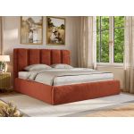 Łóżko tapicerowane SAVINO CLASSIC 200x200 - materac pocket - pomarańczowy, plusz