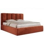 Łóżko tapicerowane SAVINO CLASSIC 160x200 - materac multipocket - pomarańczowy, plusz