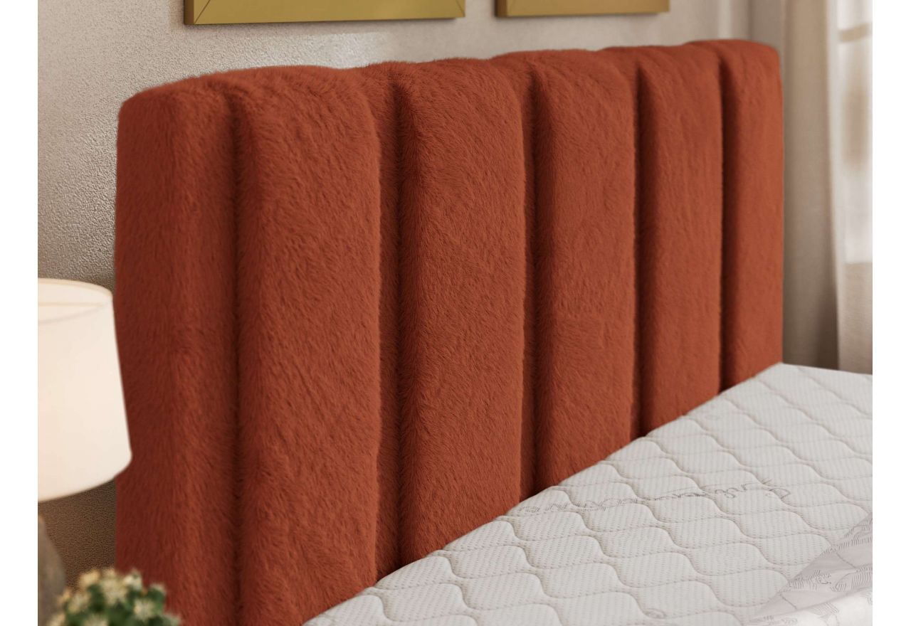 Łóżko tapicerowane SAVINO CLASSIC 180x200 - materac multipocket - pomarańczowy, plusz