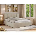 Łóżko tapicerowane SAVINO CLASSIC 160x200 - materac pocket - beżowy, welwet