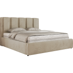 Łóżko tapicerowane SAVINO CLASSIC 160x200 - materac pocket - beżowy, welwet