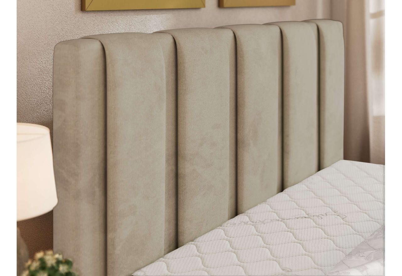 Łóżko tapicerowane SAVINO CLASSIC 200x200 - materac pocket - beżowy, welwet
