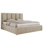 Łóżko tapicerowane SAVINO CLASSIC 200x200 - materac pocket - beżowy, welwet