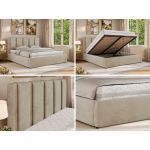 Łóżko tapicerowane SAVINO CLASSIC 180x200 - materac multipocket - beżowy, welwet