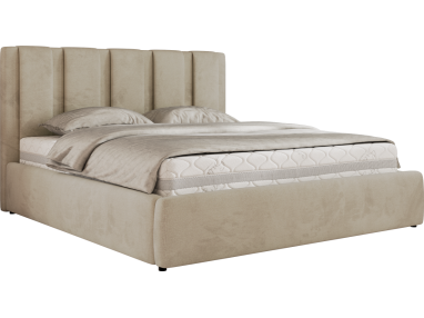 Łóżko tapicerowane SAVINO CLASSIC 200x200 - materac multipocket - beżowy, welwet
