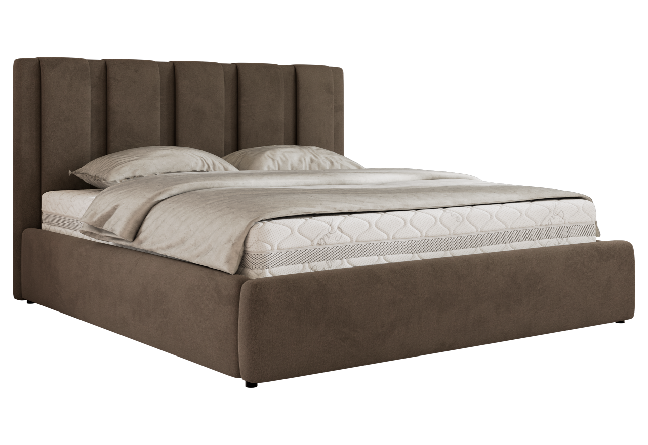 Łóżko tapicerowane SAVINO CLASSIC 160x200 - materac pocket - brązowy, welwet