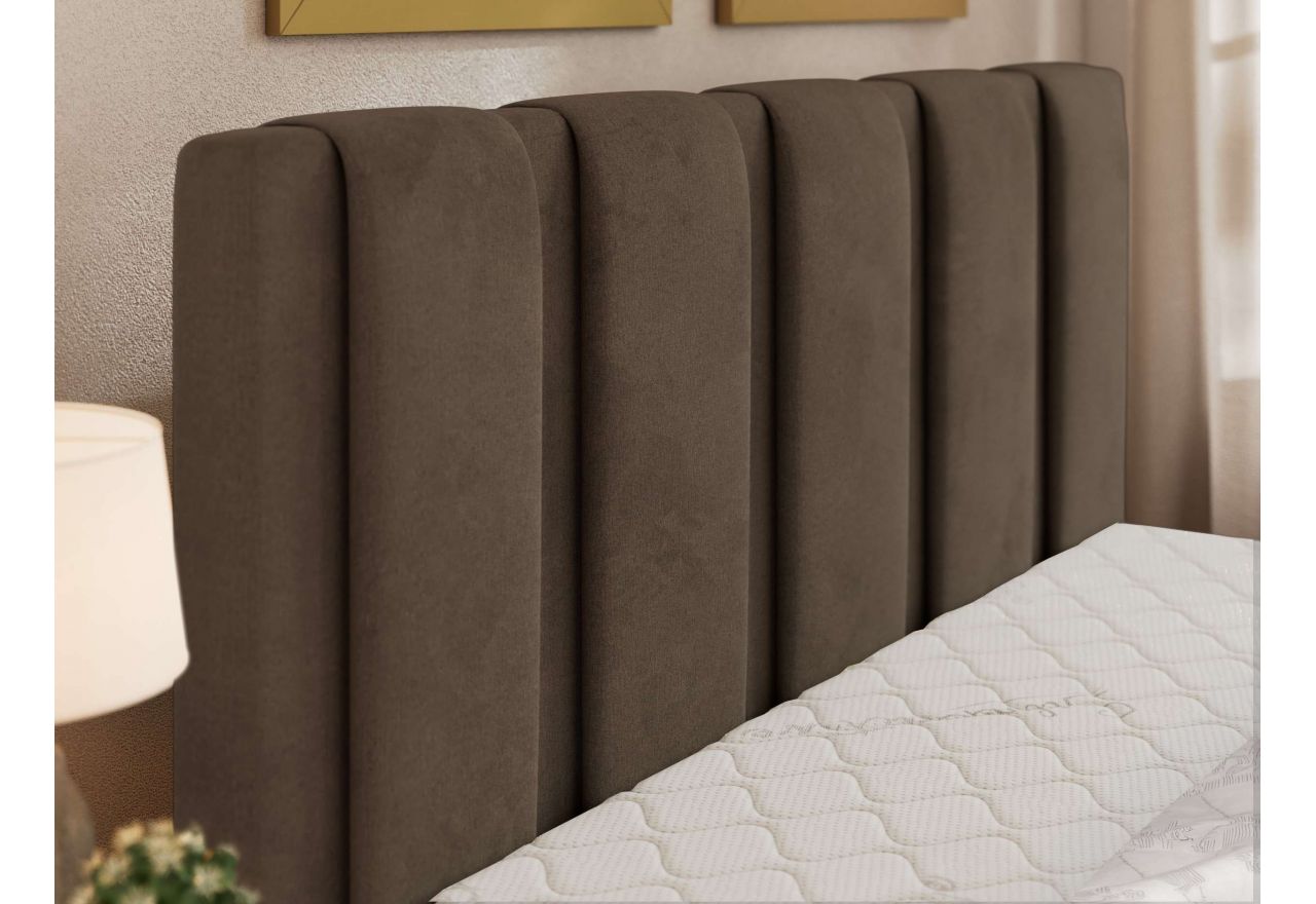 Łóżko tapicerowane SAVINO CLASSIC 140x200 - materac multipocket - brązowy, welwet