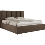 Łóżko tapicerowane SAVINO CLASSIC 200x200 - materac multipocket - brązowy, welwet