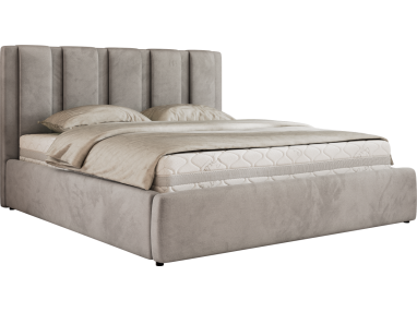 Łóżko tapicerowane SAVINO CLASSIC 140x200 - materac pocket - jasnoszary, welwet