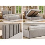 Łóżko tapicerowane SAVINO CLASSIC 180x200 - materac pocket - jasnoszary, welwet