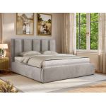 Łóżko tapicerowane SAVINO CLASSIC 140x200 - materac multipocket - jasnoszary, welwet