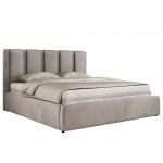 Łóżko tapicerowane SAVINO CLASSIC 140x200 - materac multipocket - jasnoszary, welwet