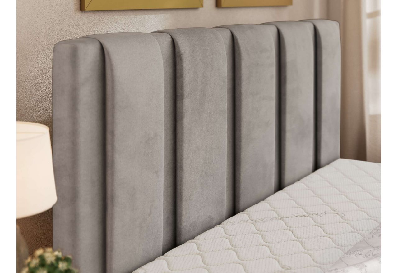 Łóżko tapicerowane SAVINO CLASSIC 180x200 - materac multipocket - jasnoszary, welwet