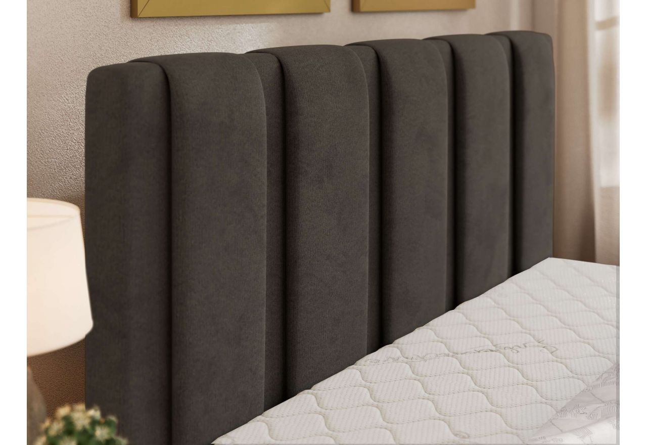 Łóżko tapicerowane SAVINO CLASSIC 200x200 - materac piankowy - ciemnoszary, welwet