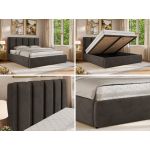 Łóżko tapicerowane SAVINO CLASSIC 200x200 - materac piankowy - ciemnoszary, welwet