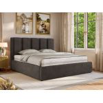 Łóżko tapicerowane SAVINO CLASSIC 140x200 - materac pocket - ciemnoszary, welwet