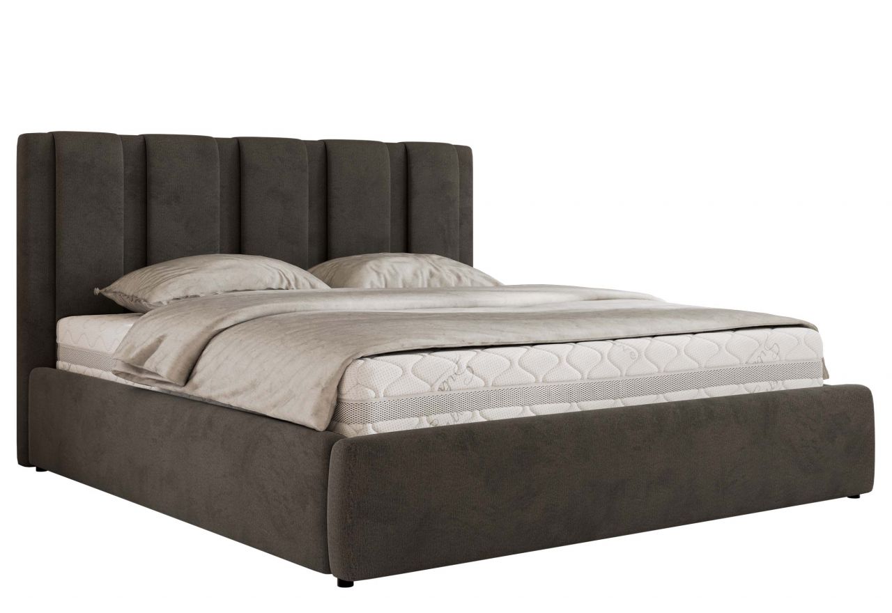 Łóżko tapicerowane SAVINO CLASSIC 180x200 - materac pocket - ciemnoszary, welwet