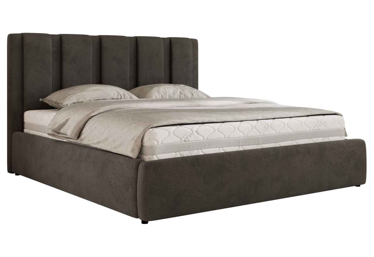 Łóżko tapicerowane SAVINO CLASSIC 200x200 - materac pocket - ciemnoszary, welwet