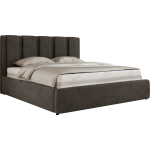 Łóżko tapicerowane SAVINO CLASSIC 200x200 - materac pocket - ciemnoszary, welwet