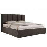 Łóżko tapicerowane SAVINO CLASSIC 200x200 - materac pocket - ciemnoszary, welwet
