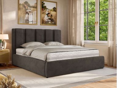 Łóżko tapicerowane SAVINO CLASSIC 180x200 - materac multipocket - ciemnoszary, welwet