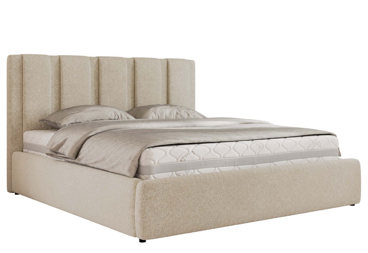 Łóżko tapicerowane SAVINO CLASSIC 180x200 - materac pocket - kremowy, struktura