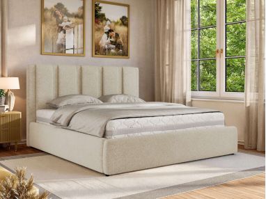 Łóżko tapicerowane SAVINO CLASSIC 200x200 - materac pocket - kremowy, struktura