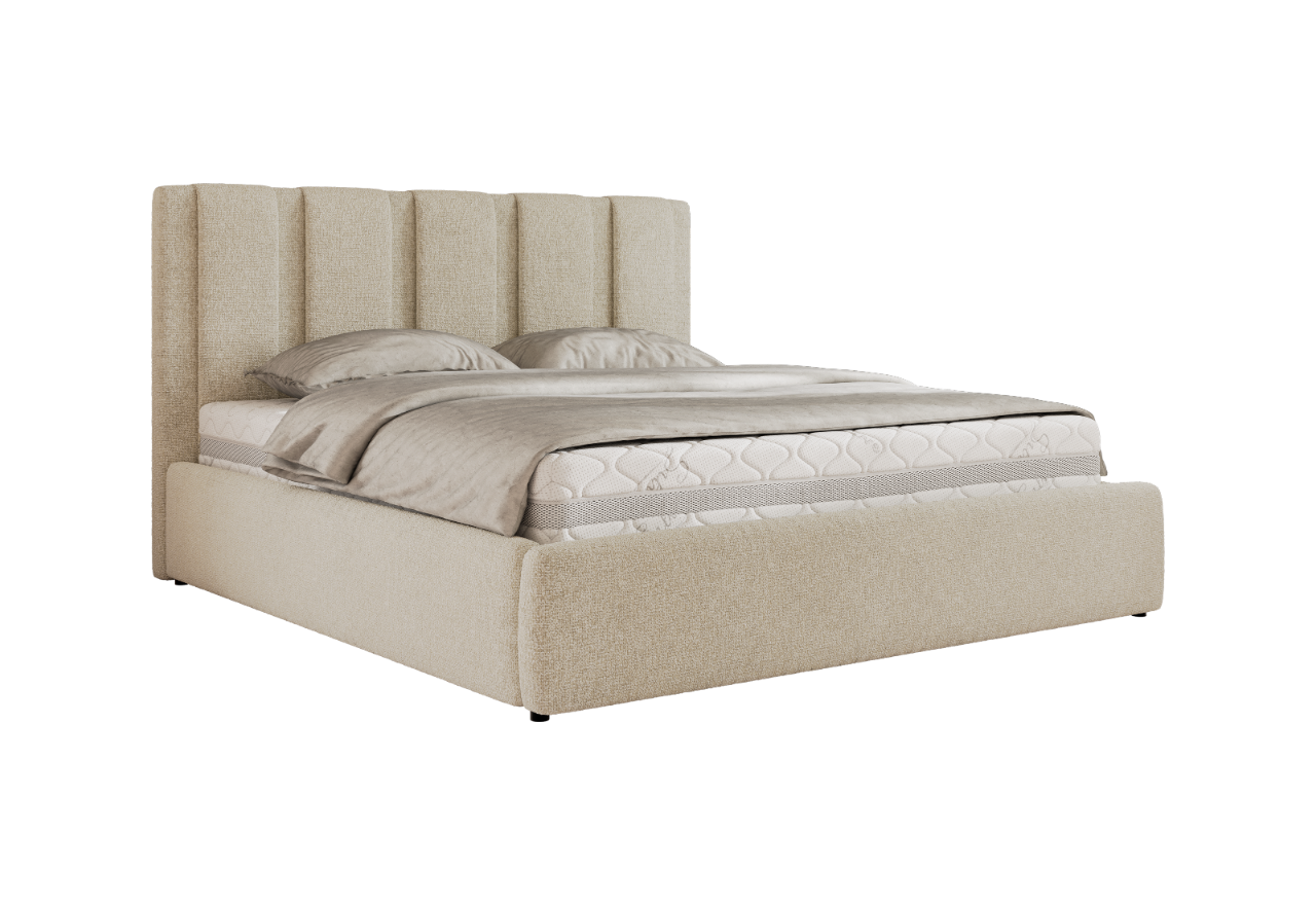 Łóżko tapicerowane SAVINO CLASSIC 200x200 - materac pocket - kremowy, struktura