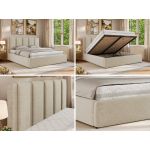Łóżko tapicerowane SAVINO CLASSIC 140x200 - materac multipocket - kremowy, struktura