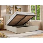 Łóżko tapicerowane SAVINO CLASSIC 200x200 - materac multipocket - kremowy, struktura