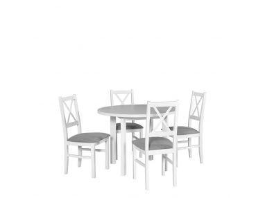 Elegancki zestaw z okrągłym stołem i czterema krzesłami - stół RIMO 2 + krzesła NUN 10