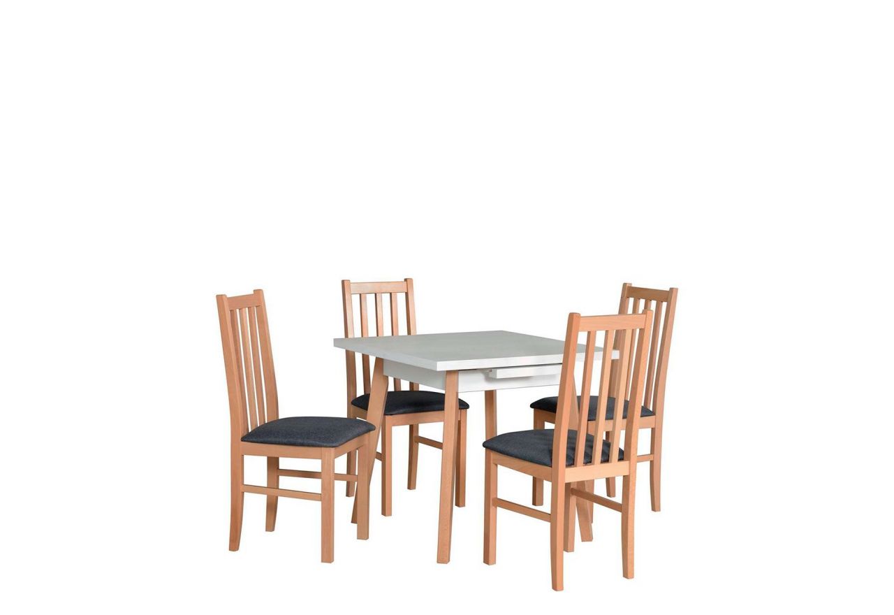 Modne krzesła tapicerowane i rozkładany stół jako zestaw do kuchni - stół COMA 1 L + krzesła NUN 8