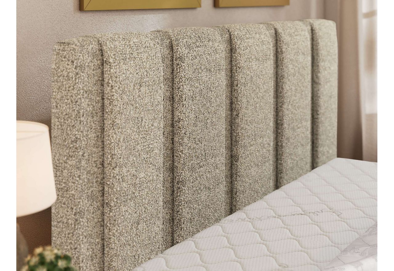 Łóżko tapicerowane SAVINO CLASSIC 200x200 - materac pocket - beżowy, struktura